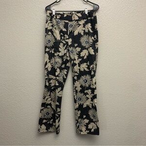 Ann Taylor Loft Stretch Women’s Black & Tan Floral Print‎ Ankle Pants Size 8